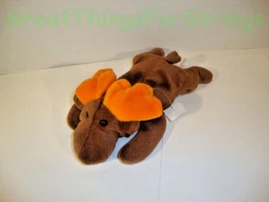 TY Beanie Baby Chocolate Moose Plush Brown Retired 9" Kids Toy Orange Play Fun - Picture 1 of 1