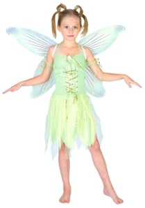 Girls NEVERLAND FAIRY Costume Fancy Dress Green Tinkerbell Child Book Week Pixie - Picture 1 of 4