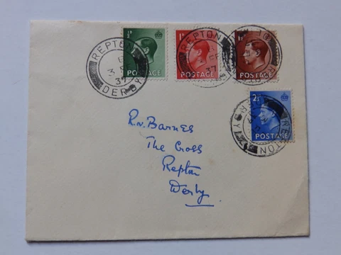(7340-4)  KING EDWARD VII 1937 COVER WITH REPTON DERBY CANCEL Cover