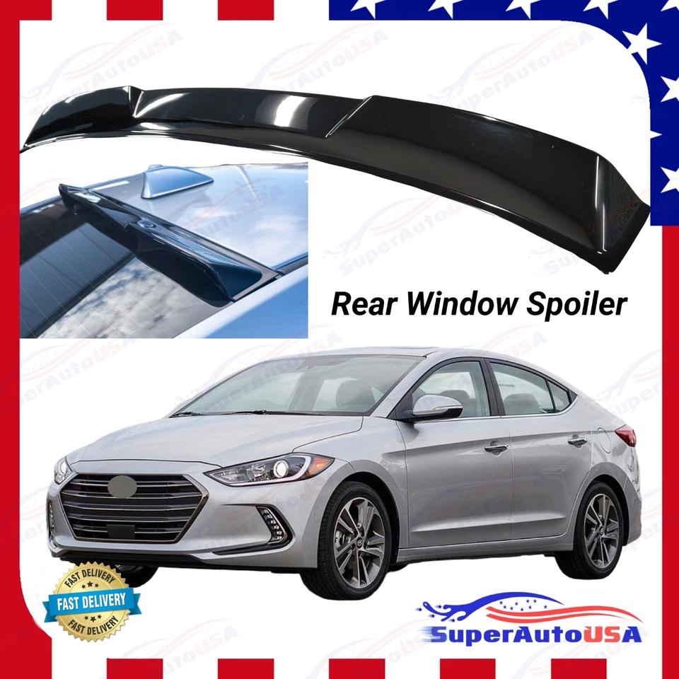 Alerón de ventana de techo trasero negro brillante para Hyundai Elantra 2017-2020 Foto 1 de 4
