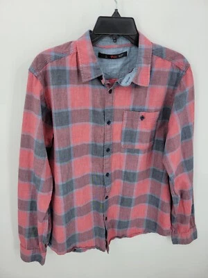 Camisa estoica para hombre grande roja azul a cuadros manga larga abotonada algodón informal Foto 1 de 4