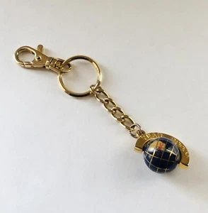 Year 2000 18K Gold Plated Gem Globe Gemstone Millenium Key Chain & Hook - Picture 1 of 4