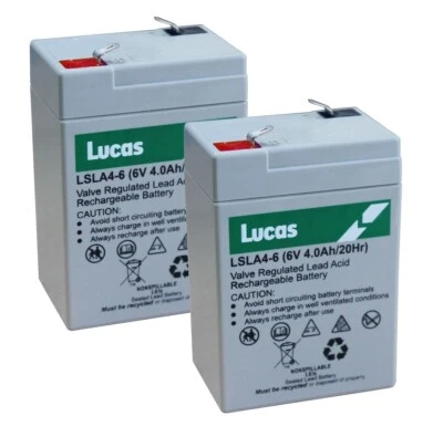 2 X Lucas 6V 4AH (4.5AH) NonSpillable VRLA Sealed Lead Acid Rechargeable Battery - Image 1 of 4