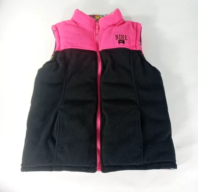 Colete acolchoado Nike feminino grande reversível idade 12-13 rosa preto preppy colorido - Imagem 1 de 4