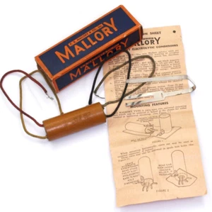 vintage MALLORY CONDENSER TN 122 -16 • 8 • 4 MFD 150V Capacitor Axial NOS 1950s - Picture 1 of 4