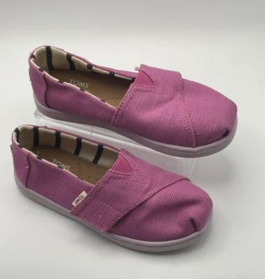 TOMS Tiny Alpargata Pink Slip On Canvas Shoes Size T10 - Image 1 of 4