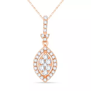 0,48 ctw echter Diamant Marquise Form Cluster Anhänger 10K Rotgold 18" Halskette - Bild 1 von 7