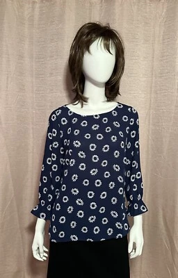 Blusa Pullover Talbots Para Mujer Talla S Azul Floral Poliéster Nueva con Etiquetas Foto 1 de 4