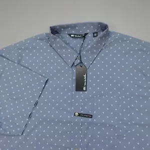 Travis Mathew Not Your Best Button Up S/S Shirt Vintage Indigo Stretch Size 3XL - Picture 1 of 7