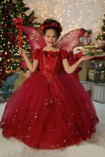 Mädchen Kleid Kinder Weihnachten Geschenk Prinzessin Kostüm Cosplay Party Rot K1