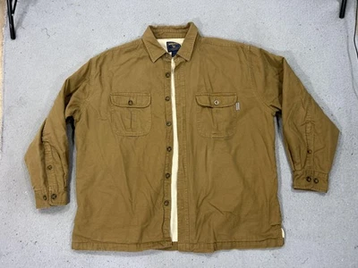 Woolrich Shirt Jacket Mens Large Brown Canvas Sherpa Fleece Lined Workwear - Image 1 of 4