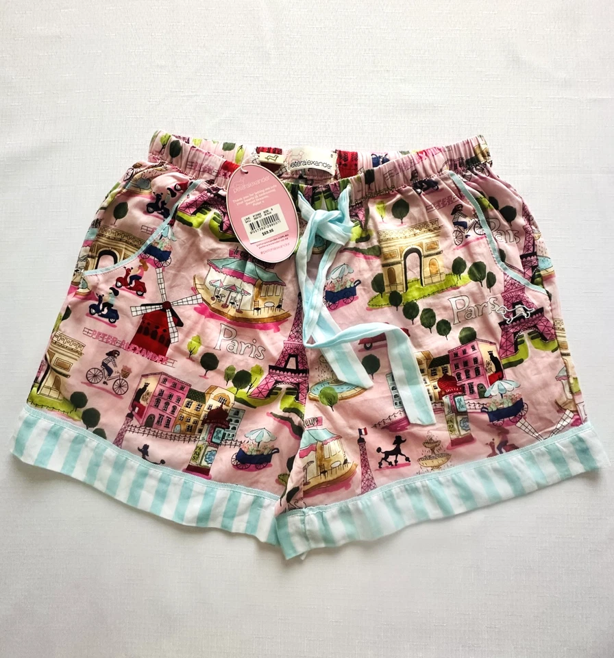 NEW PETER ALEXANDER PARIS ICONS PJ SHORTS STRIPED HEM WOMENS SMALL S - image 1 of 1