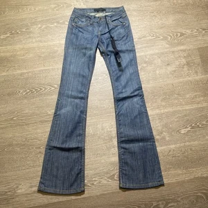 Monarchy Pants Women 24 Blue Denim Jeans Bootcut Dark Wash Low Rise Made In USA - Picture 1 of 10