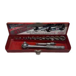 Vintage Master Mechanic 1/4” & 3/8" Drive Socket Set, Ratchet - Foto 1 di 9