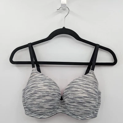 Victoria's Secret розовый бюстгальтер 34DD серый черные полосы слегка с подкладкой-READ - Изображение 1 из 4