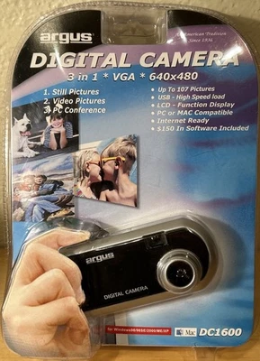 NUEVA Cámara Digital Argus 3 en 1 VGA 640x480 DC1600 Y2K 90s 2001 Nueva Sellada Foto 1 de 4
