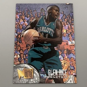 1995-96 Fleer Metal Glen Rice #132 ✅ Charlotte Hornets NBA Card Foil Design - Picture 1 of 2