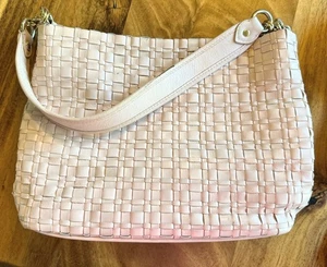 Elliott Lucca Pale Pink Woven Soft Leather Shoulder Bag - Picture 1 of 17