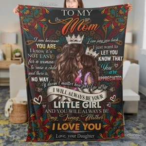 Manta To My Mom Horse, Diseño Floral Vellón Lanzamiento Regalo de Loving Daughter - Imagen 1 de 4