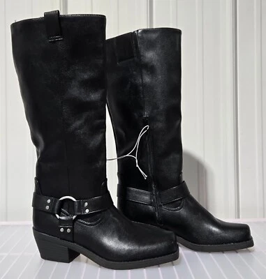 Wild Fable Oakley Women's Black Faux Leather Harness Mid Calf Boots -- Size 7 - Image 1 of 4