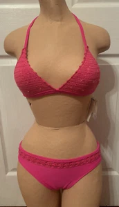 Coral Cove 2pc Girls Swimsuit With Crocheted Top, size 14 - Picture 1 of 5