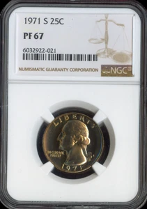 1971-S Washington Proof Quarter NGC PF67 Quality - Picture 1 of 2