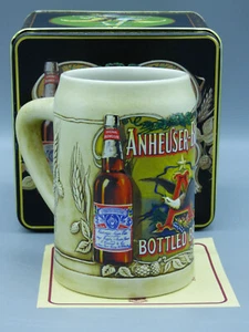 Anheuser-Busch Budweiser Bottled Beer Stein in Collector Tin Ceramarte 1991 New - Picture 1 of 11