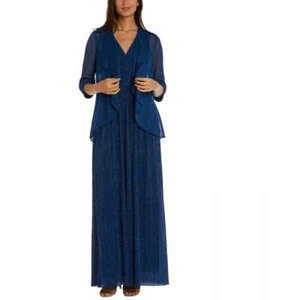 New $139 R & M Richards Women's Long 3/4 Sleeve V-Neck A-Line Dress A2390 - Picture 1 of 30