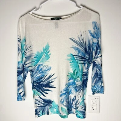 Suéter Lauren Ralph Lauren Mujer Talla S Pullover Floral Mezcla Algodón Lino Foto 1 de 4