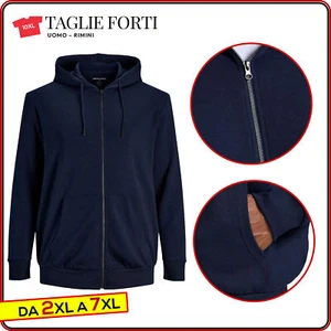 men's sweatshirt with hood and zipper jacket zip cotton plus size Jack Jones - Picture 1 of 8