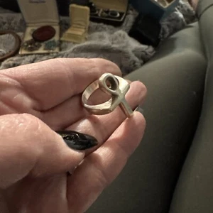 VTG Sterling Silver - EGYPTIAN Religious Ankh Cross Men's Ring Size 10 - 8g - Picture 1 of 5