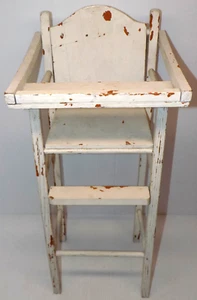 Vintage Painted Wood Baby Doll highchair 26 1/4" inches Tall Needs Work - Picture 1 of 12