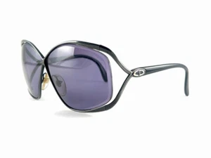 NEW VINTAGE CHRISTIAN DIOR BUTTERFLY 2056 METALLIC BLACK 1980 AUSTRIA SUNGLASSES - Picture 1 of 14