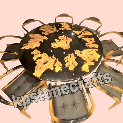54"x54" Custom Olive Epoxy Resin Round Dining Table & Coffee table - Image 1 of 4
