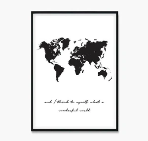 What a Wonderful World Map Art Print Poster or Canvas World Map Print Map Poster - Picture 1 of 6