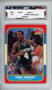 1986 Fleer Basketball #75 Sidney Moncrief AGC 9 Mint Milwaukee Bucks - Picture 1 of 2