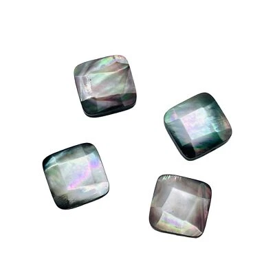 多面大溪地珍珠母贝壳方形珠 | 12x12x4 毫米 | 4 珠 | — 第 1/4 张图片