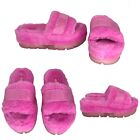 New Ugg Fluffita Clear Carnation Pink Logo Platform Slide Sandals Women?S Size 7