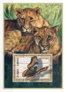 Zambia #MiBl69 MNH S/S 2000 Butterflies Lions [868] - Picture 1 of 1