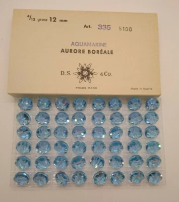 Factory Pack Swarovski Crystal Aquamarine AB 12mm Lentil 5100 Beads; 48pc - Image 1 of 4