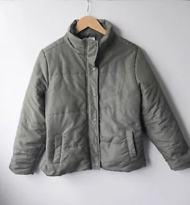MIX Womens Khaki Olive Green Long Sleeve Puffer Jacket Pockets Mid Length Size M - Picture 1 of 22