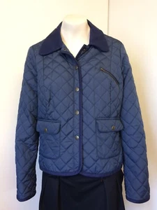 M&S Ltd Collection Navy Blue Quilted Waist Length Jacket Poppers Lined - Size 14 - Picture 1 of 5
