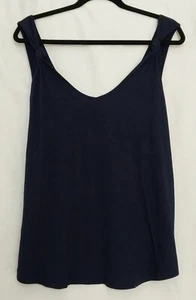Gap Sleeveless Tank Womens XS Navy Blue V Neck Knit Knot Top Stretch ~ New - Picture 1 of 7