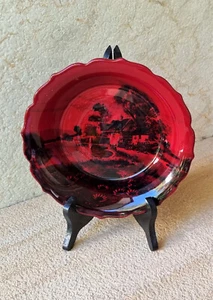 Vintage Royal Doulton Country Scene Large Flambe Bowl Signed F Moore 20cms - Picture 1 of 8