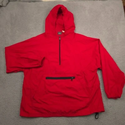 Woolrich Pullover Anorak Jacket Mens XL Red Hooded Half Zip Windbreaker Vintage - Image 1 of 4