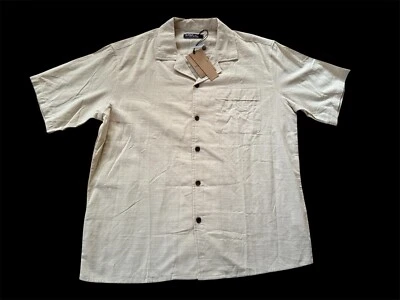 Camisa de manga corta con botones PJ Paul Jones para hombre color natural nueva con etiquetas talla mediana Foto 1 de 4