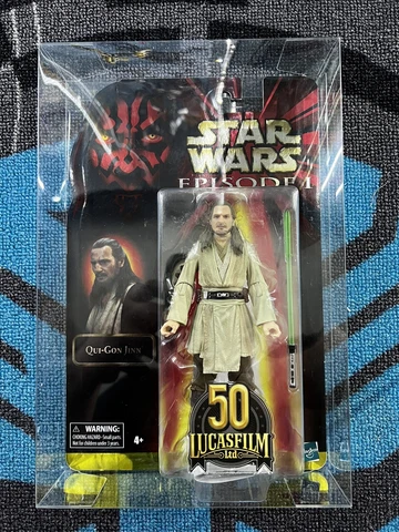 Star Wars The Black Series Qui Gon Jinn 50th Anniversary Sealed w/Card Protector Cover