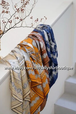 Sallys Boutique 16 Momme Twill Silk Wrap Scarf Aztec Print Square Shawl 35" - Image 1 of 4