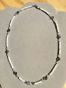 dainty mother of pearl with swarovski crystal and sterling silver - Picture 1 of 4