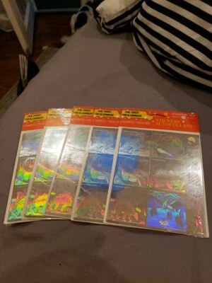 5X Forget Me Not  Stickers Sheets Autocollants New Sealed Foil Finish Dinosaurs - Image 1 of 3